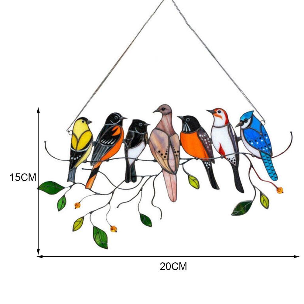 Kleurrijke Glas Vogel Suncatcher Gebrandschilderd