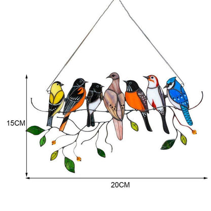 Kleurrijke Glas Vogel Suncatcher Gebrandschilderd