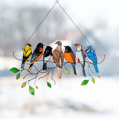 Kleurrijke Glas Vogel Suncatcher Gebrandschilderd - Velinix