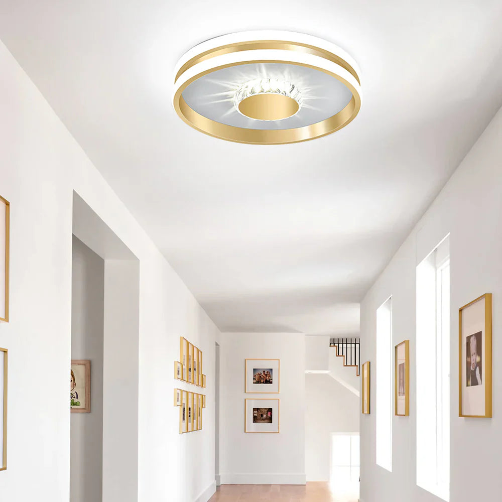 LED Plafondlamp Goud Kleur met Kristallen voor Slaapkamer en Hal - Velinix