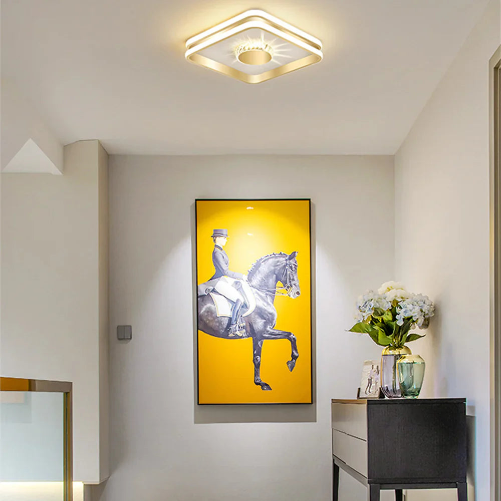 LED Plafondlamp Goud Kleur met Kristallen voor Slaapkamer en Hal