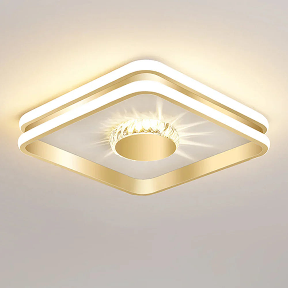 LED Plafondlamp Goud Kleur met Kristallen voor Slaapkamer en Hal