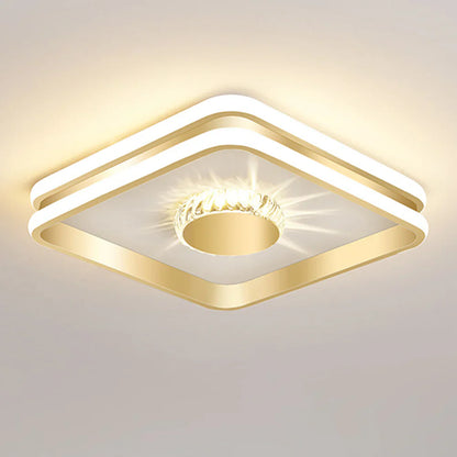 LED Plafondlamp Goud Kleur met Kristallen voor Slaapkamer en Hal