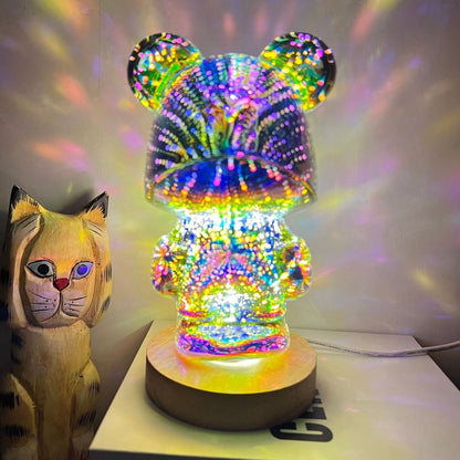 3D Glow Bear Lamp Met Vuurwerk Effect