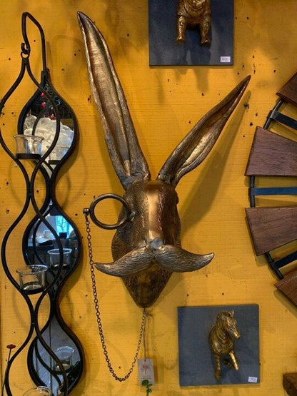 Speelse Dierenkop Wanddecoratie Handgeschilderd Resin