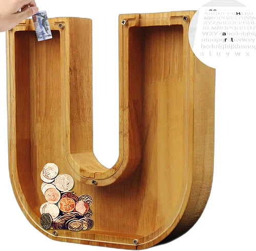 Houten Spaarpot Gepersonaliseerd met Naam of Initialen