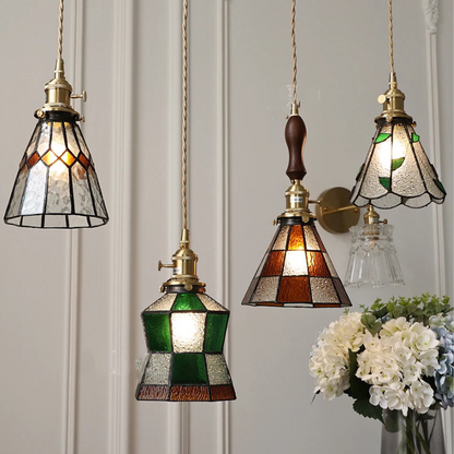Elegante Hanglamp van Walnoothout en Glas