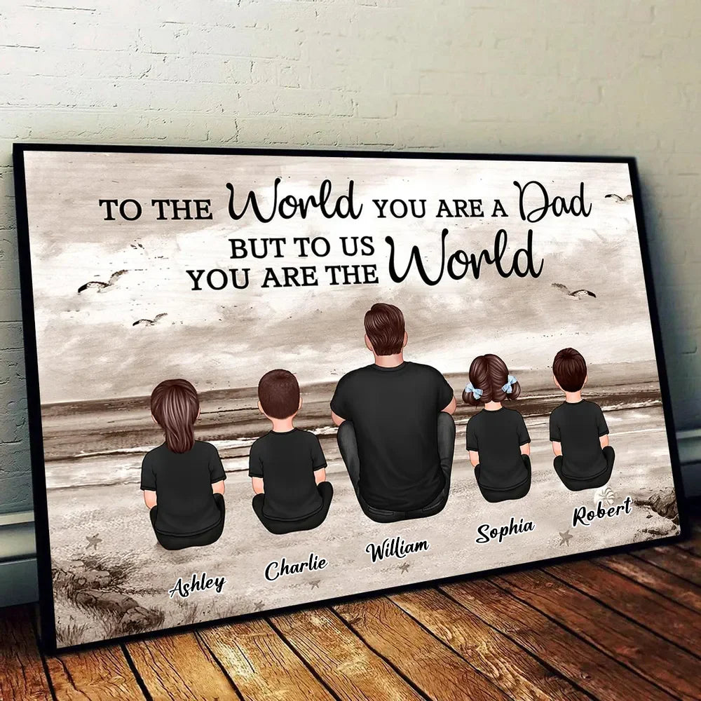 Persoonlijke Vaderdag Poster met Familie, Vintage Strandfoto voor Papa