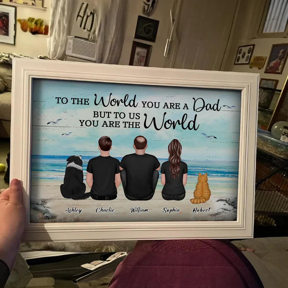 Persoonlijke Vaderdag Poster met Familie, Vintage Strandfoto voor Papa