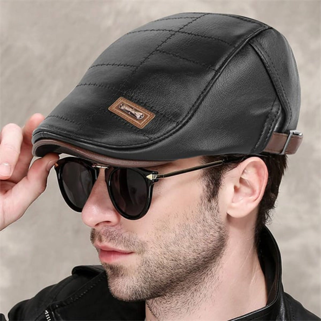 Leren Baret Hoed voor Mannen Retro Stijl