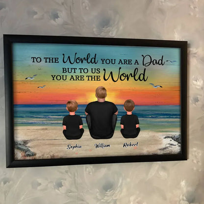 Persoonlijke Vaderdag Poster met Familie, Vintage Strandfoto voor Papa