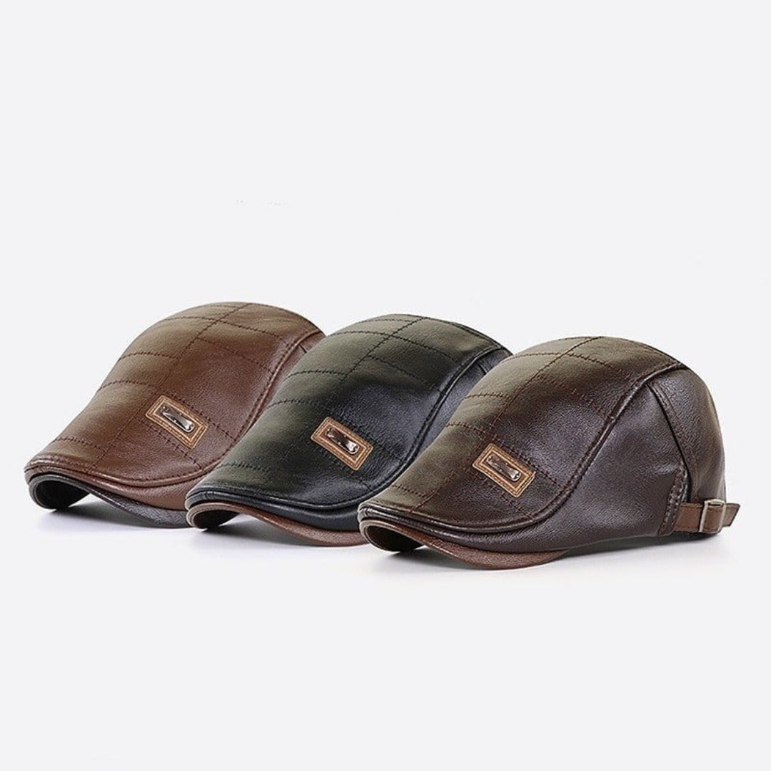 Leren Baret Hoed voor Mannen Retro Stijl