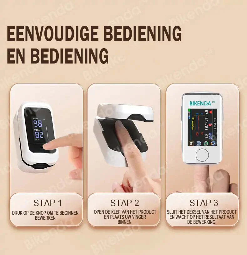 Pulsoxymeter Zuurstof- en Hartslagmeter met OLED-scherm Compact
