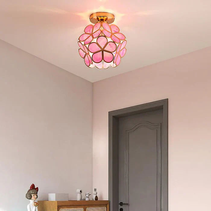 Elegante Glazen Plafondlamp met Bloemenpatroon