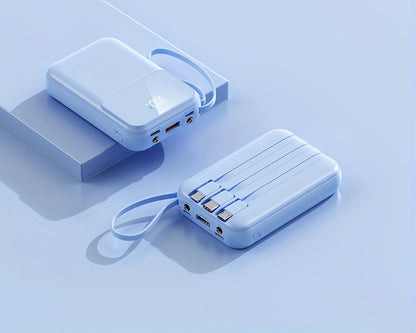Draagbare Powerbank 10000mAh Snelladen met LED-display en Kabels