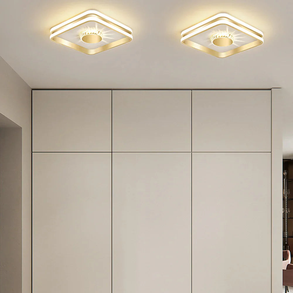 LED Plafondlamp Goud Kleur met Kristallen voor Slaapkamer en Hal