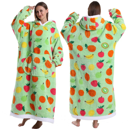 Oversized Flanel Deken Hoodie Warm en Zachte Draagdeken