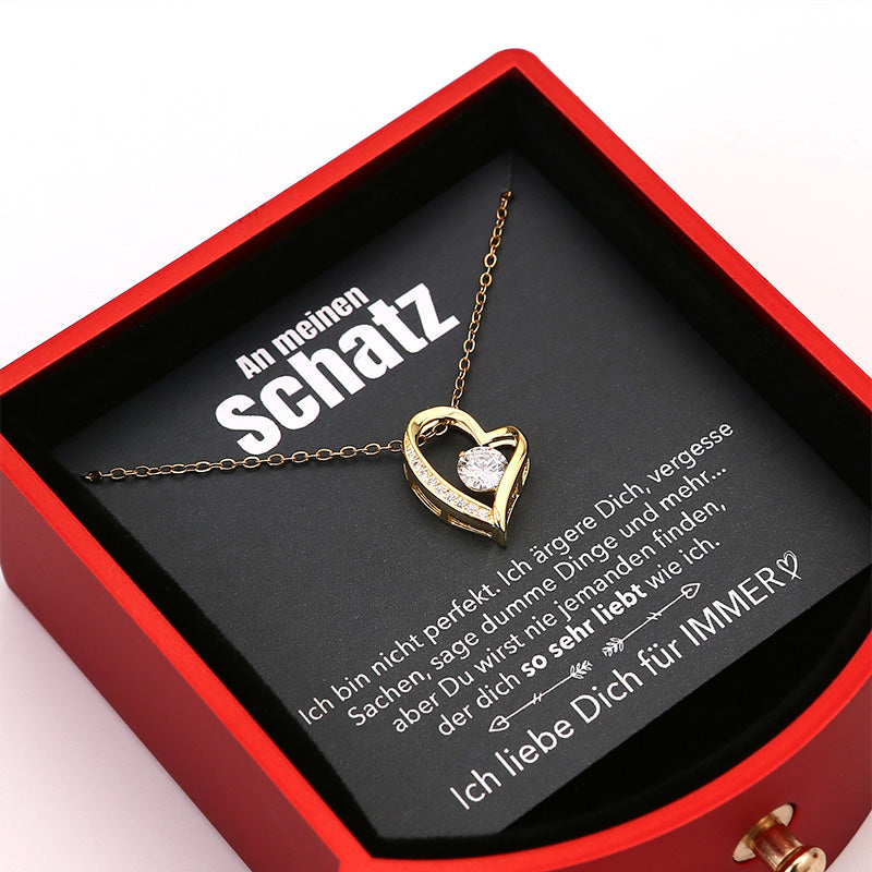 Rozenbox met 14k Witgoud Hartketting en Liefdesbrief