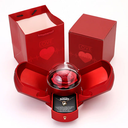 Rozenbox met 14k Witgoud Hartketting en Liefdesbrief