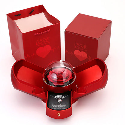 Rozenbox met 14k Witgoud Hartketting en Liefdesbrief
