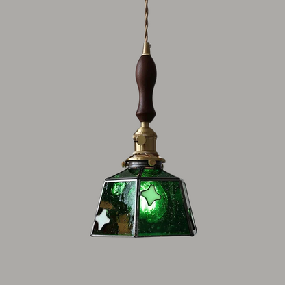 Elegante Hanglamp van Walnoothout en Glas