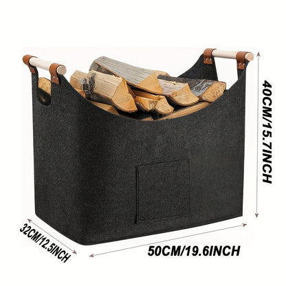 Opvouwbare Houten Koffer 55L Donkergrijs met Leder en Houten Handvatten