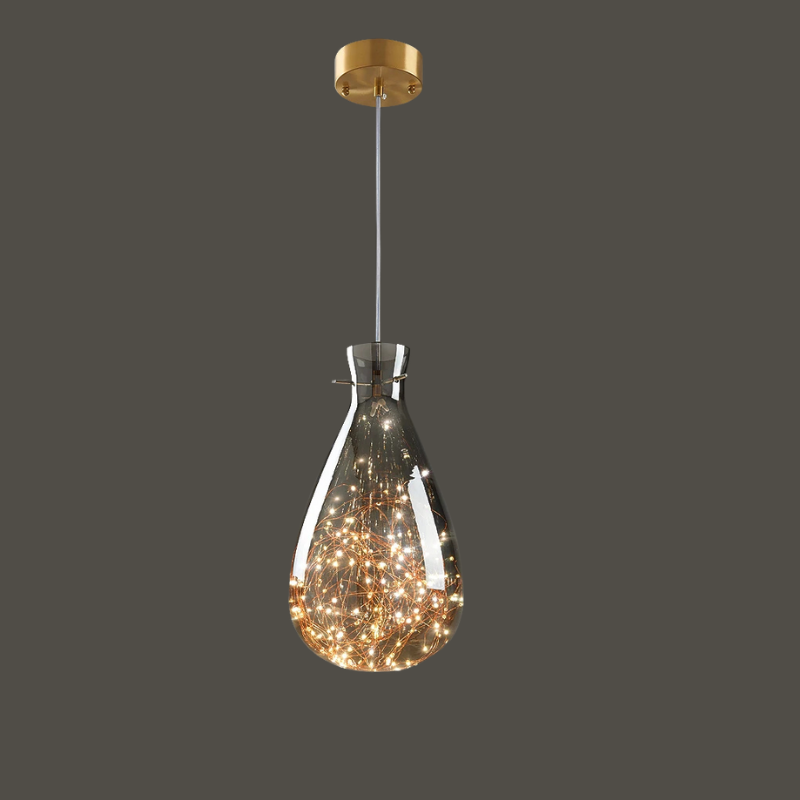 Glas Hanglamp Grijze Kleur met Sterrenhemel Effect Modern Design