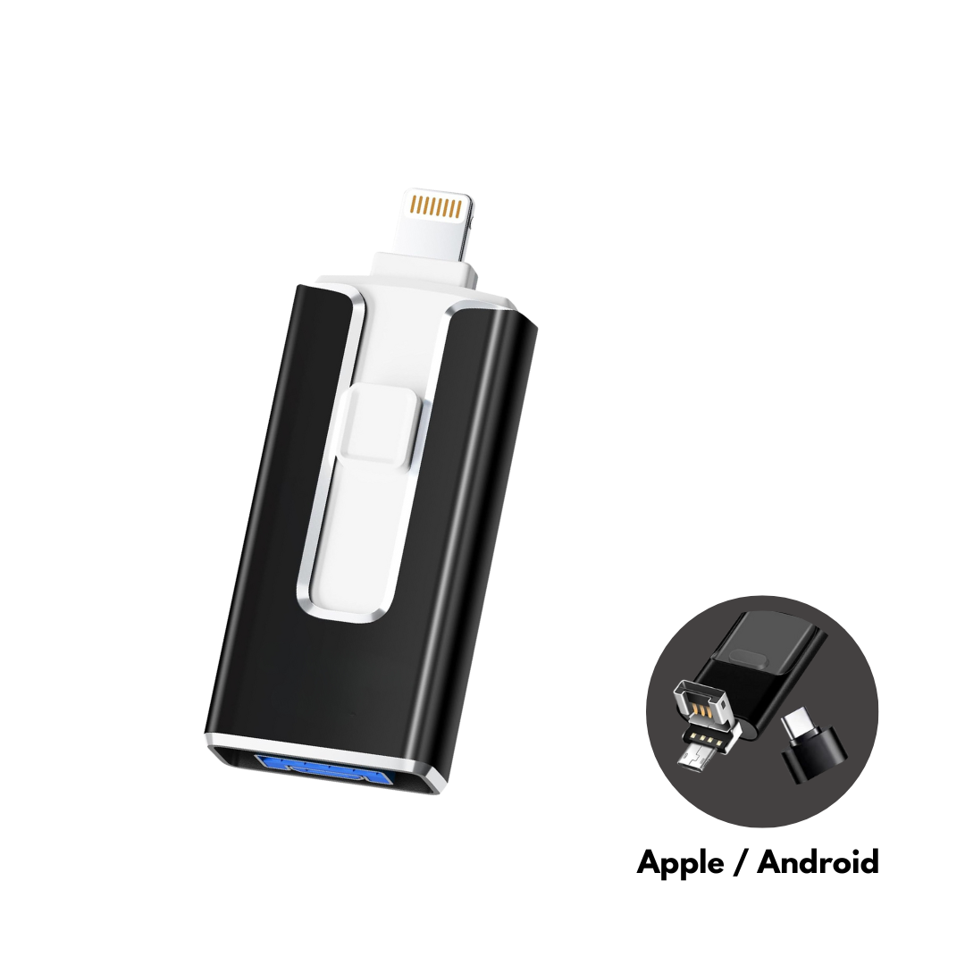 USB Backup Stick 4-in-1 voor Telefoon en Computer - Velinix
