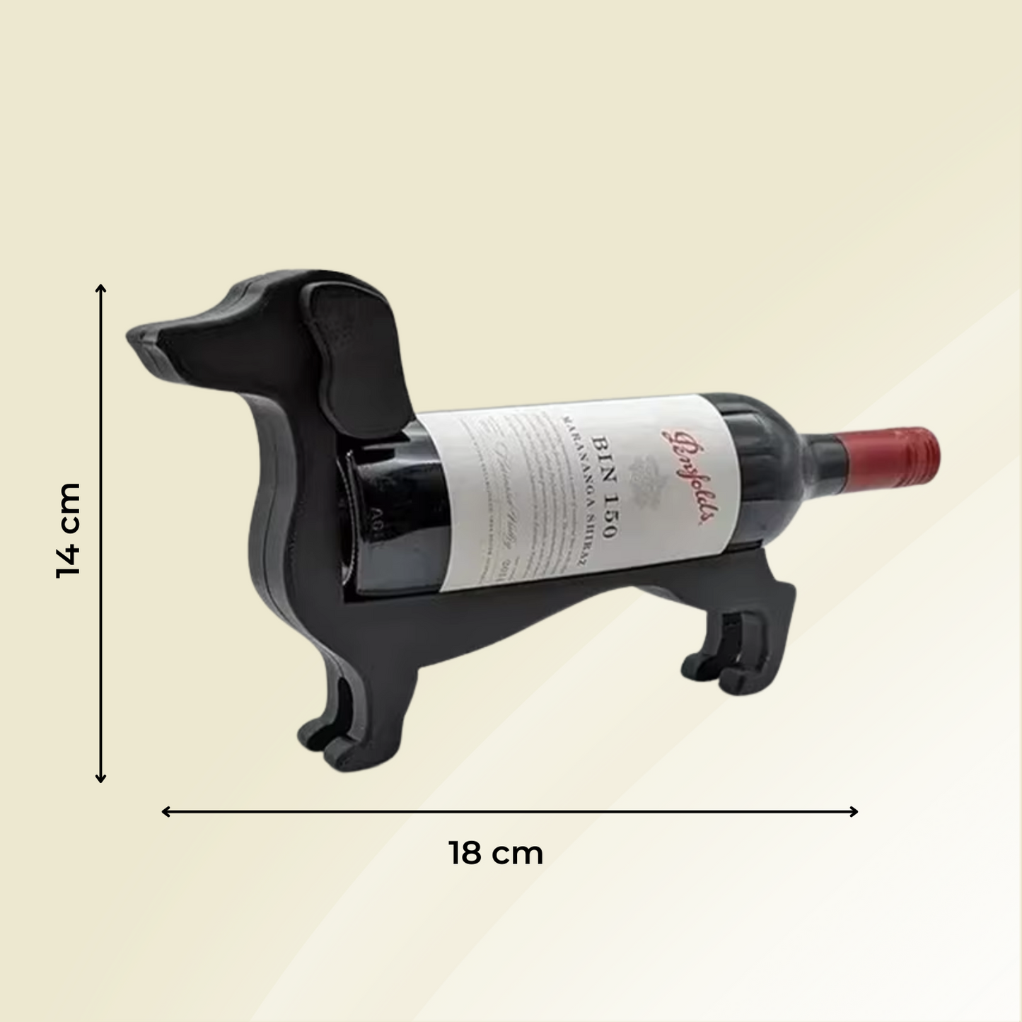 Wijnfles Houder Teckel Houten Design Stevig voor 375-500ml