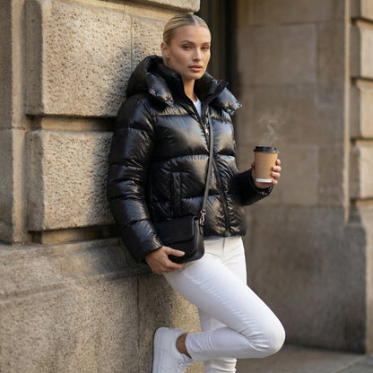 Dames Pufferjas - Warme Gewatteerde Winterjas met Glans