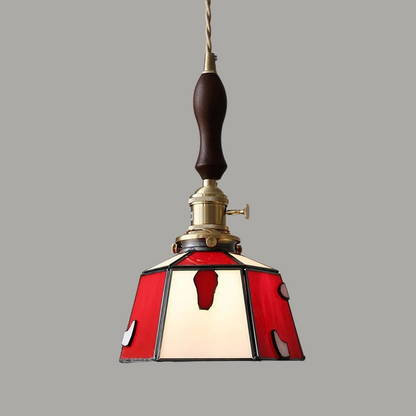 Elegante Hanglamp van Walnoothout en Glas