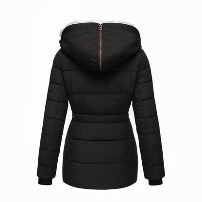 Dames Winterjas Warm Bontvoering Getailleerd Met Capuchon