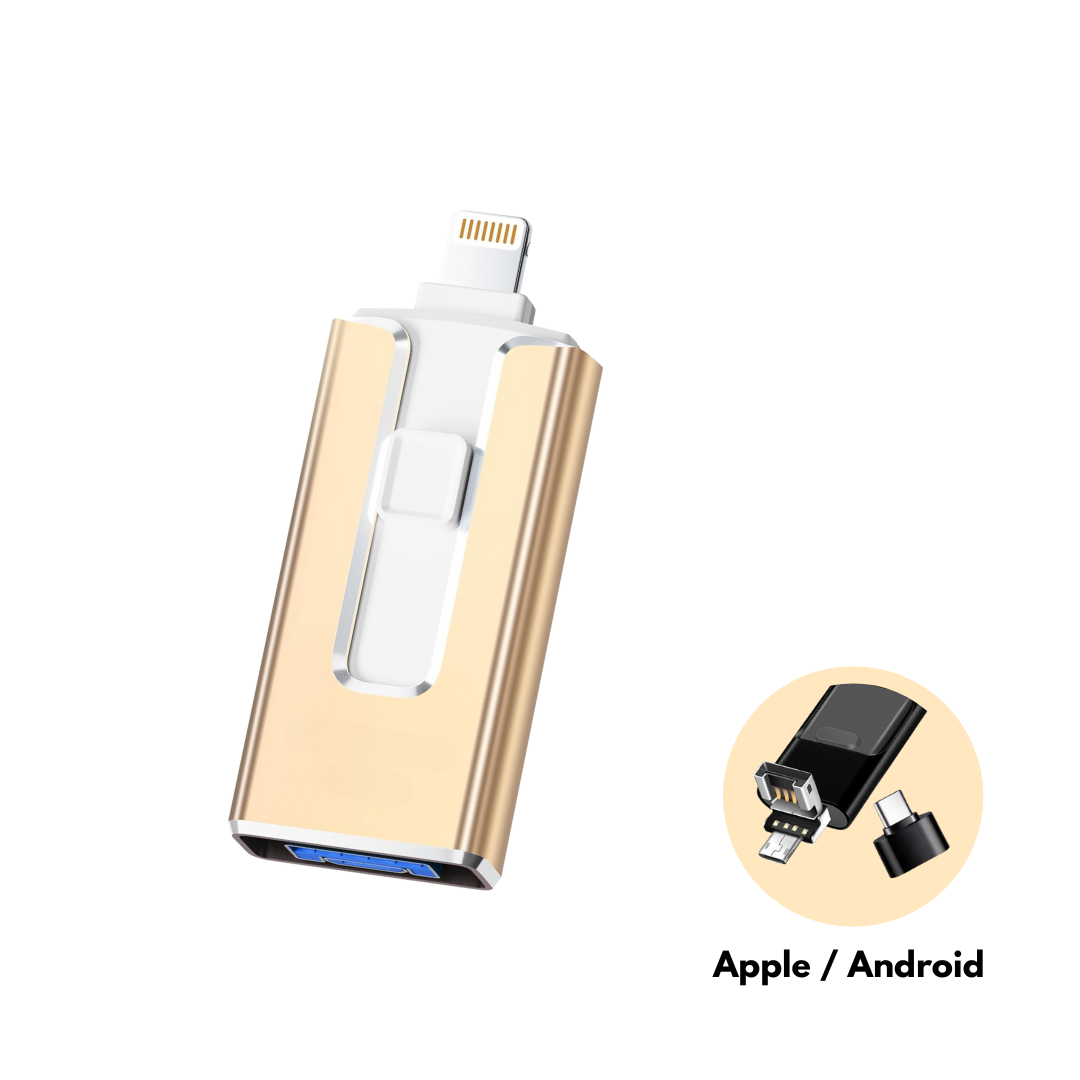 USB Backup Stick 4-in-1 voor Telefoon en Computer