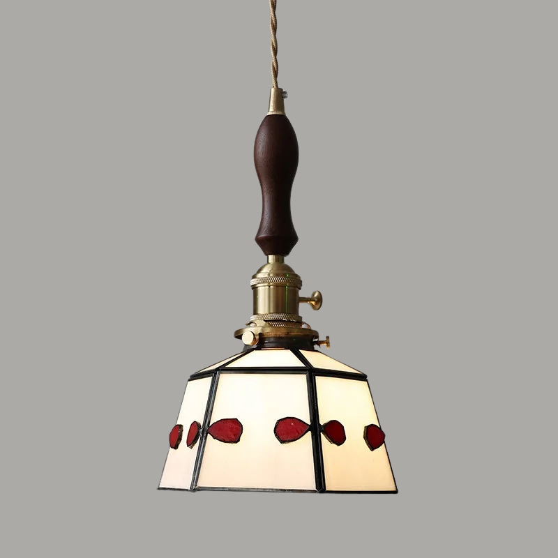 Elegante Hanglamp van Walnoothout en Glas