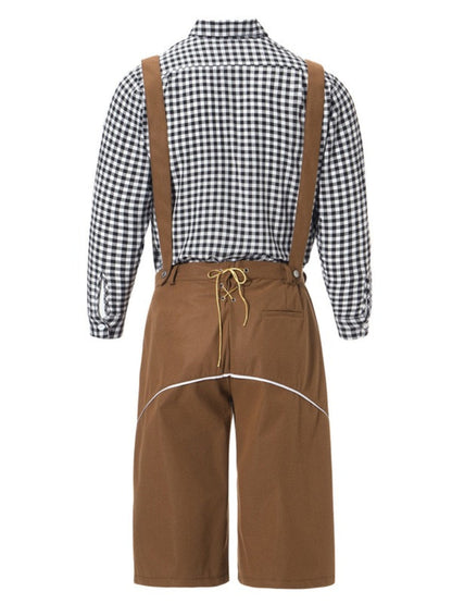 Lederhosen Kostuum Set met Geruit Overhemd voor Oktoberfest