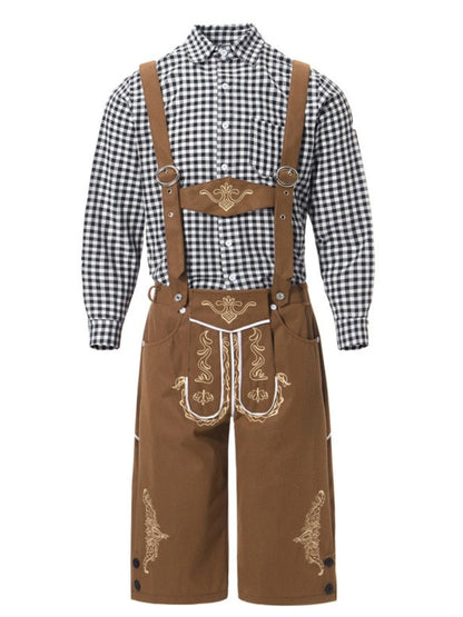 Lederhosen Kostuum Set met Geruit Overhemd voor Oktoberfest