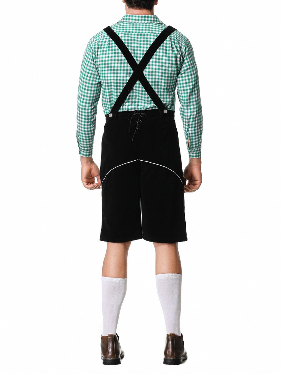 Lederhosen Kostuum Set met Geruit Overhemd voor Oktoberfest