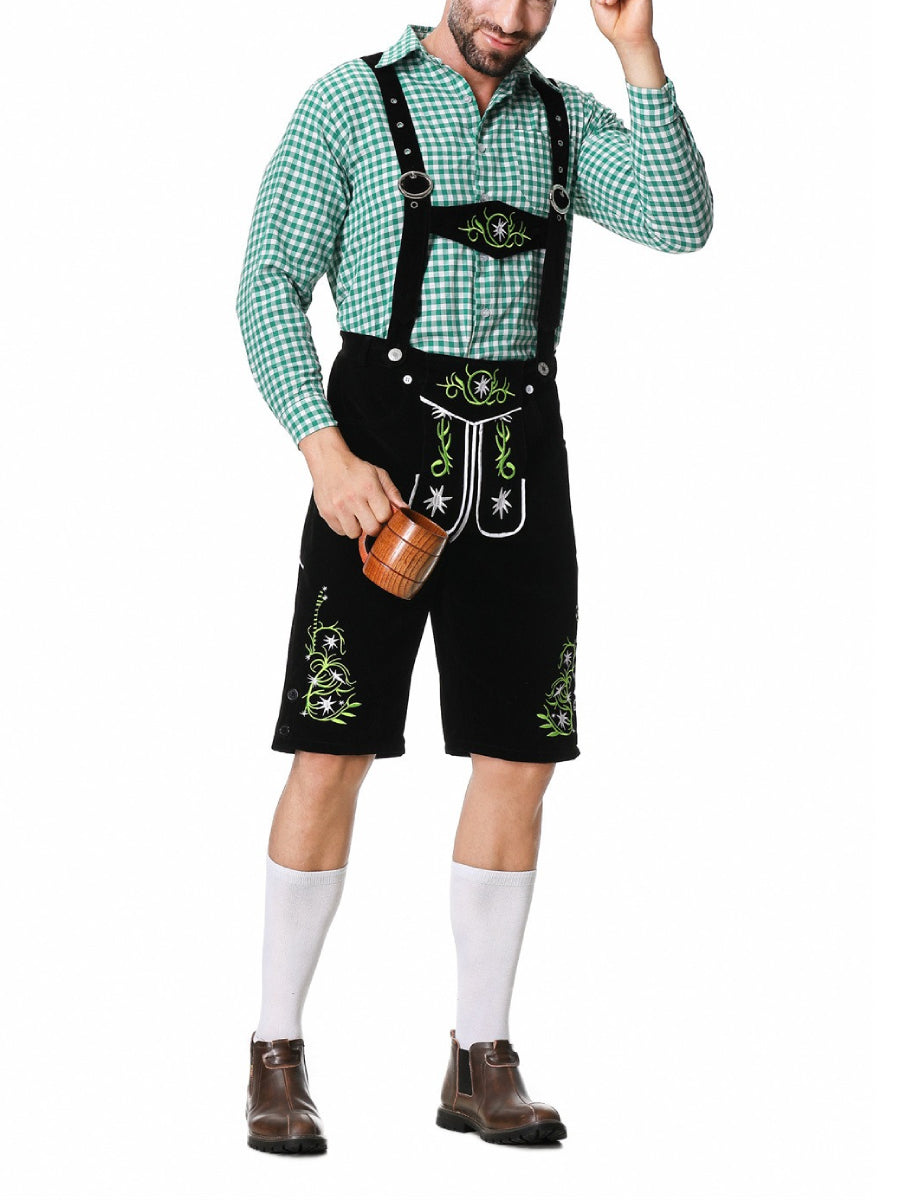 Lederhosen Kostuum Set met Geruit Overhemd voor Oktoberfest