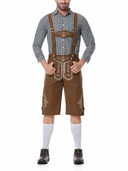 Lederhosen Kostuum Set met Geruit Overhemd voor Oktoberfest