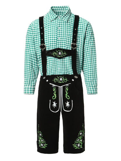 Lederhosen Kostuum Set met Geruit Overhemd voor Oktoberfest