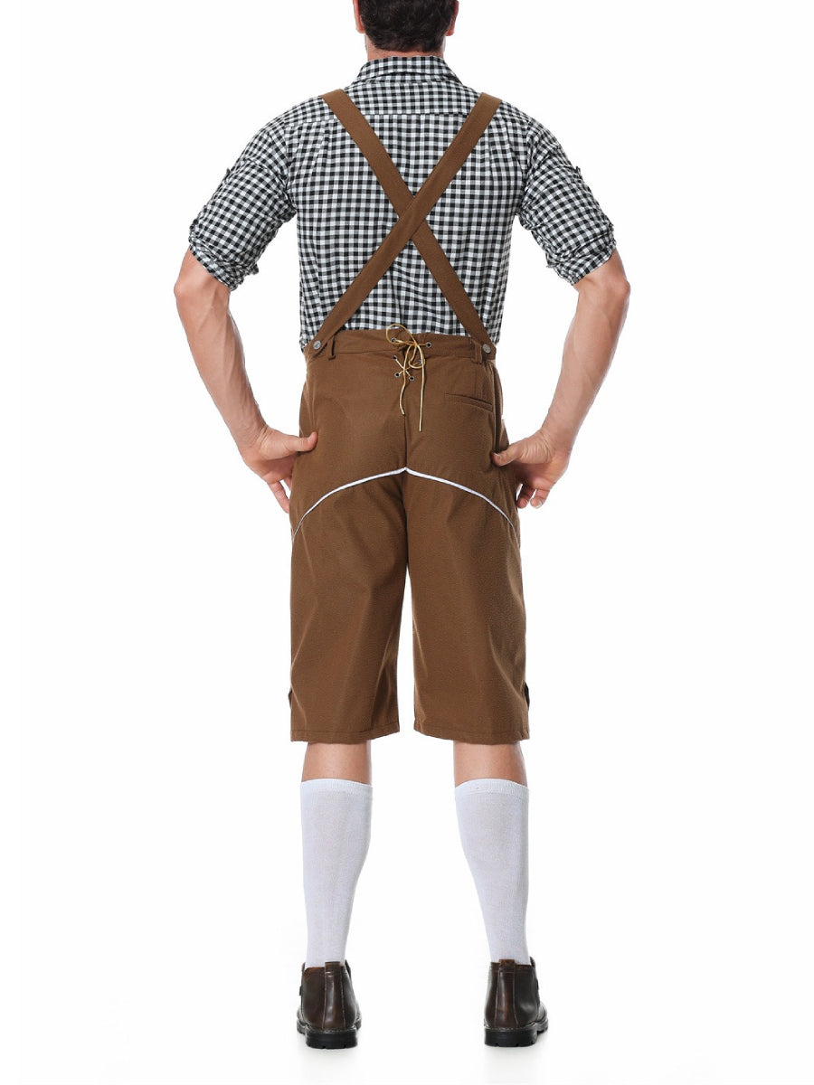 Lederhosen Kostuum Set met Geruit Overhemd voor Oktoberfest