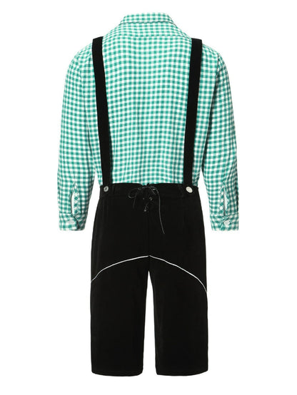Lederhosen Kostuum Set met Geruit Overhemd voor Oktoberfest