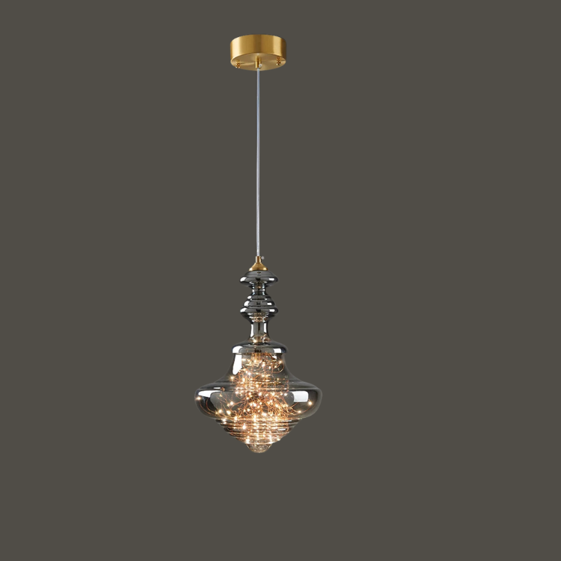 Glas Hanglamp Grijze Kleur met Sterrenhemel Effect Modern Design