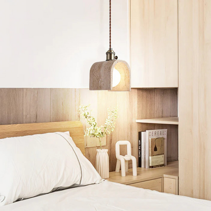 Gele Travertijn Hanglamp met Gouden Details