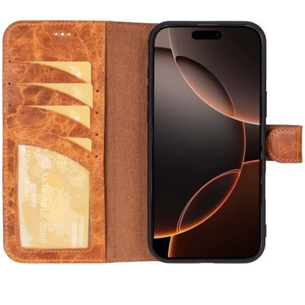 Telefoonhoesje Leer met Pasjeshouder en Kickstand