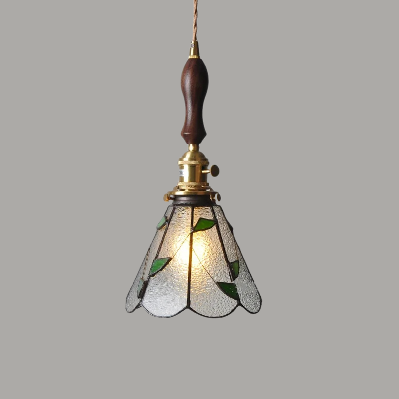 Elegante Hanglamp van Walnoothout en Glas