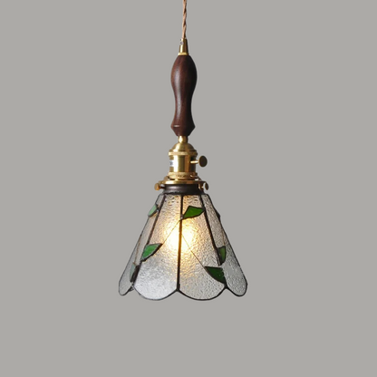 Elegante Hanglamp van Walnoothout en Glas
