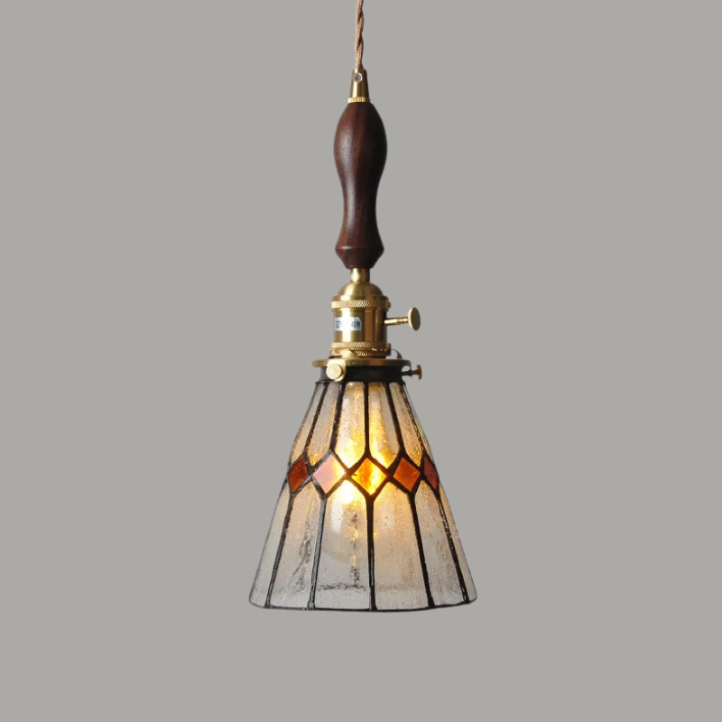 Elegante Hanglamp van Walnoothout en Glas
