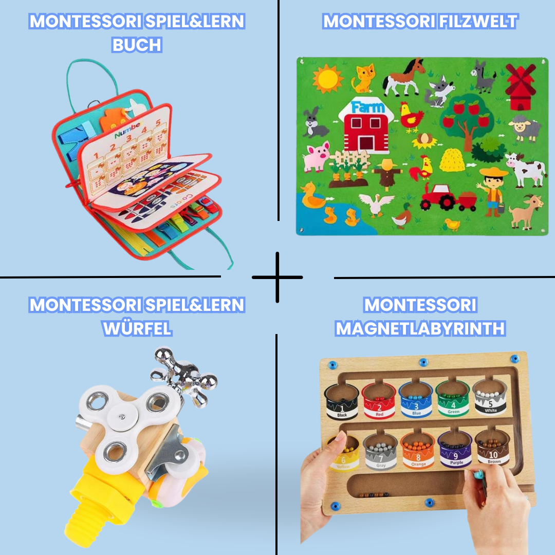 Montessori Leer- en Speelset 4-in-1 Houten Speelgoed - Velinix