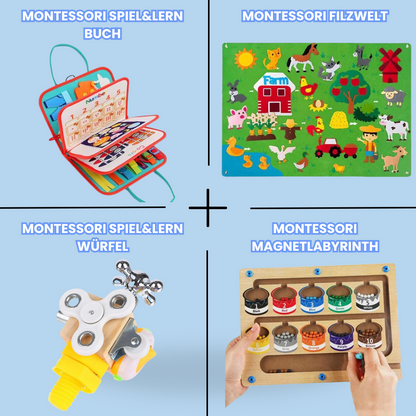 Montessori Leer- en Speelset 4-in-1 Houten Speelgoed - Velinix